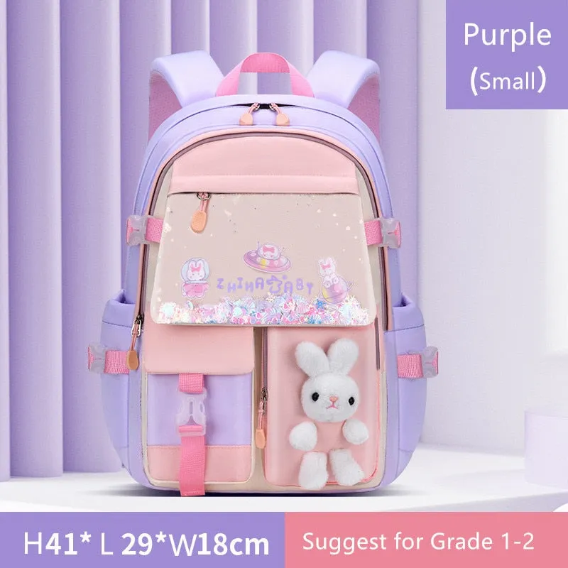 Cute Bunny School Backpack for Girls