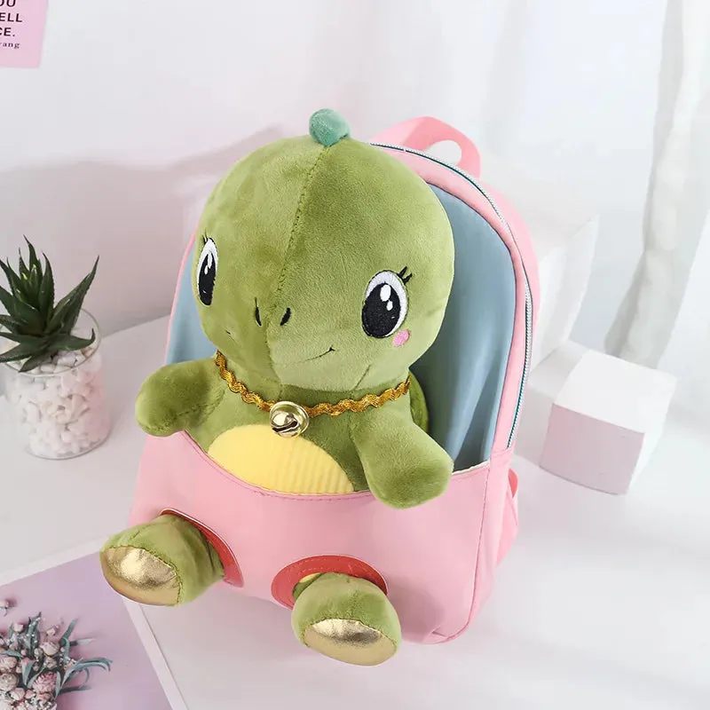 Cute Dino Theme Soft Plush Backpack for Kids