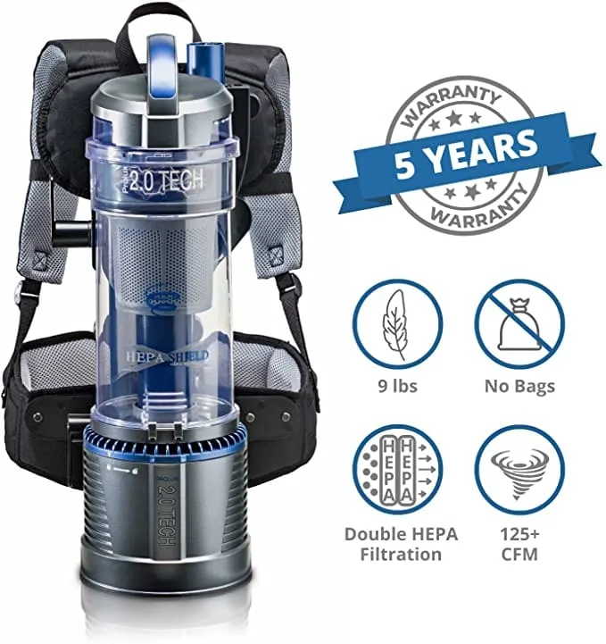 Demo Lightweight Prolux 2.0 Bagless Upright Backpack Vacuum w/ Electric Powerhead