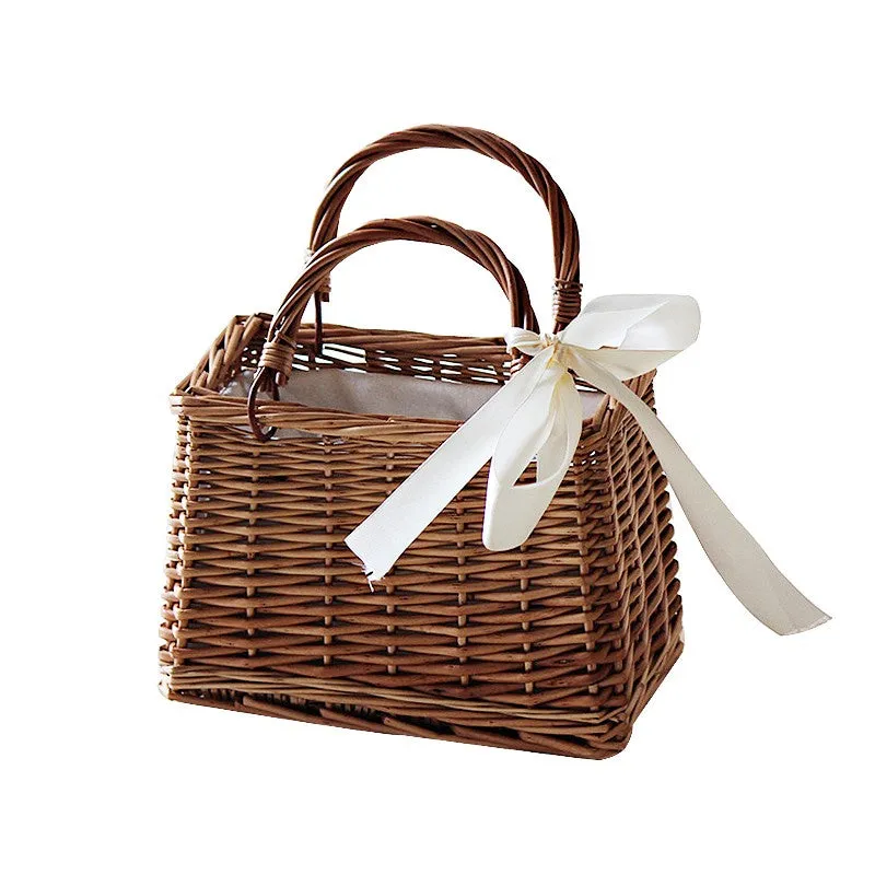 Designer Rattan Square Tote Bag