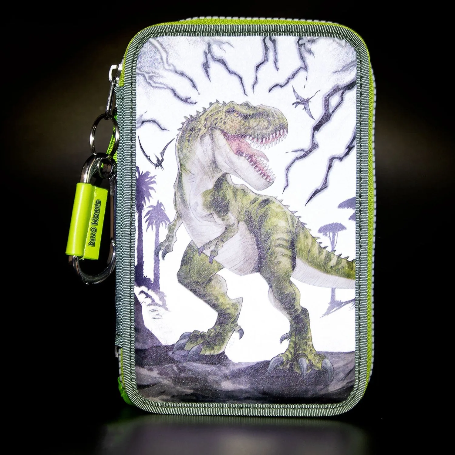 Dino World Trippel Pencil Case Reflector