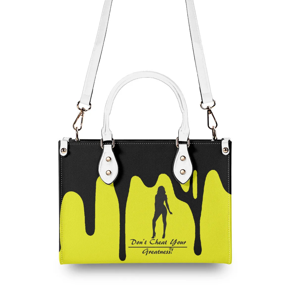 DRIP SF Black Logo & Yellow Multiple Sizes Upgraded Luxury Women PU Leather Handbag