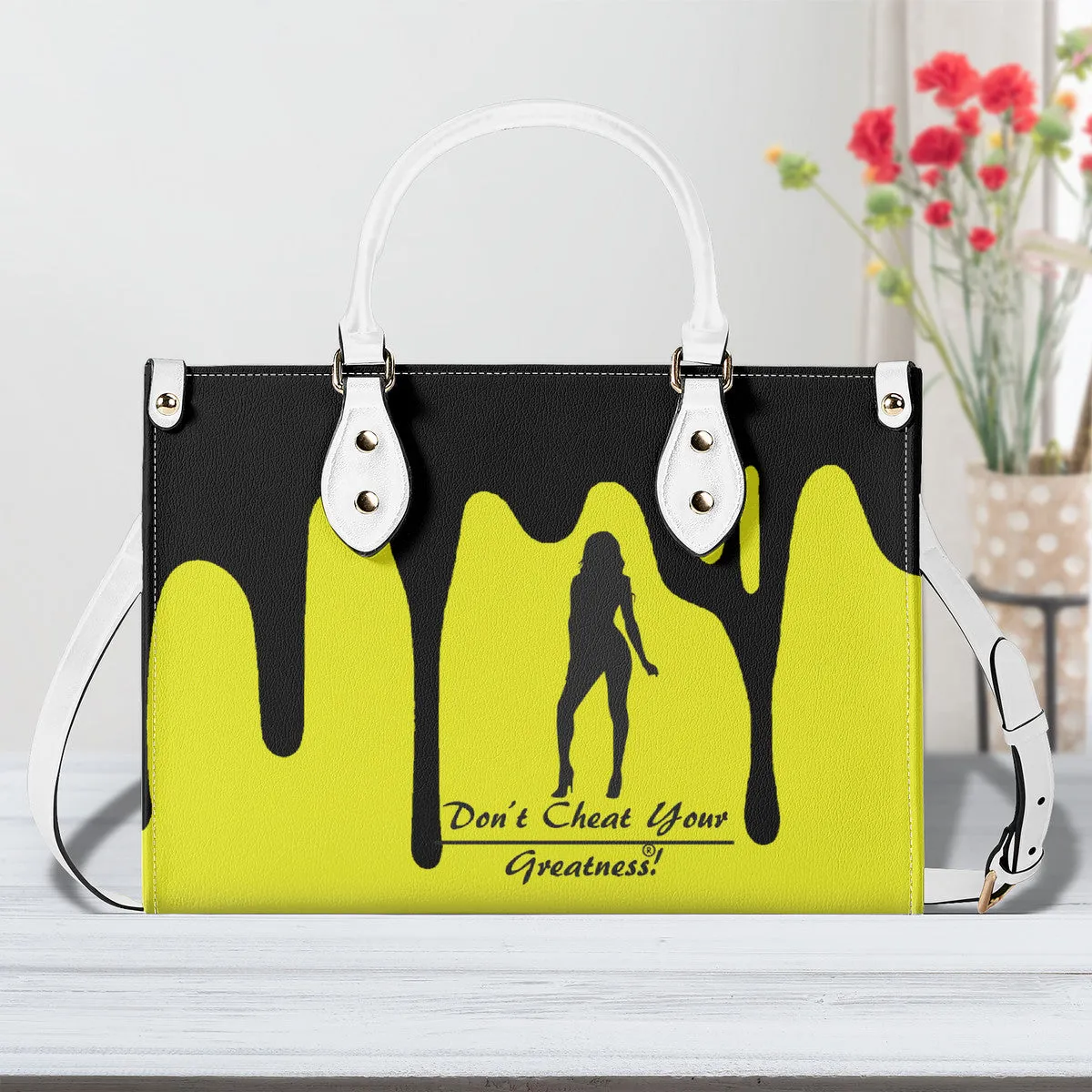 DRIP SF Black Logo & Yellow Multiple Sizes Upgraded Luxury Women PU Leather Handbag