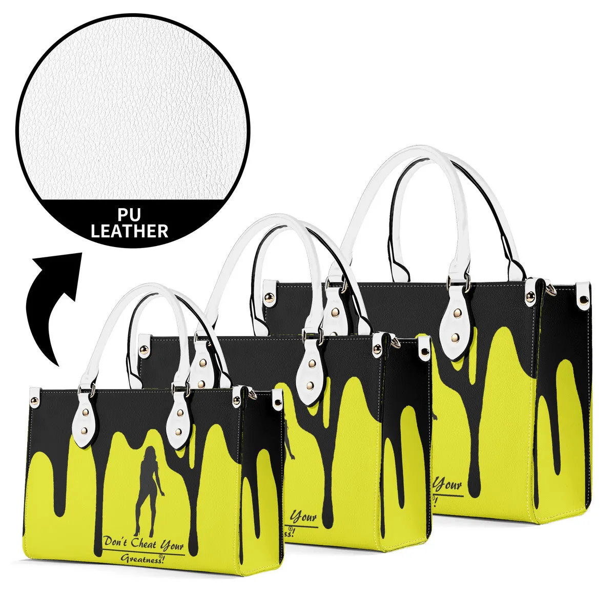 DRIP SF Black Logo & Yellow Multiple Sizes Upgraded Luxury Women PU Leather Handbag