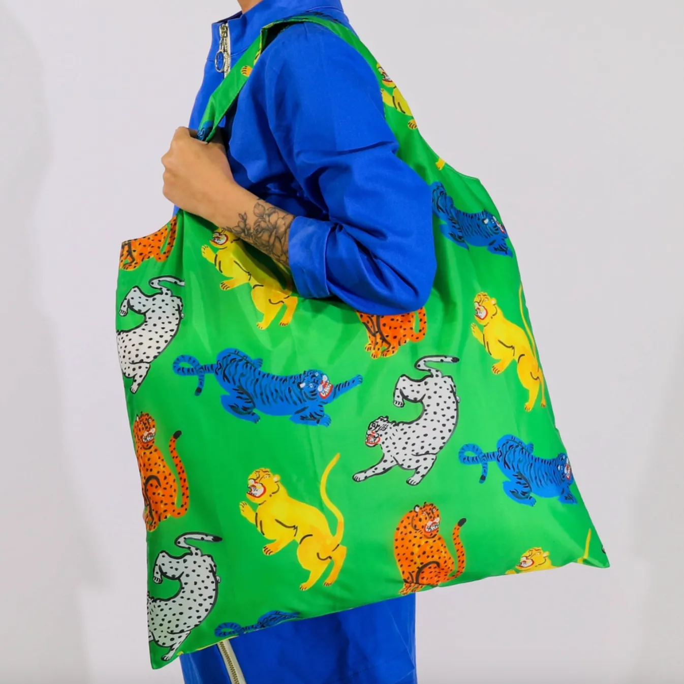 Eco Friendly Reusable Tote - Wild Cats Art Sack