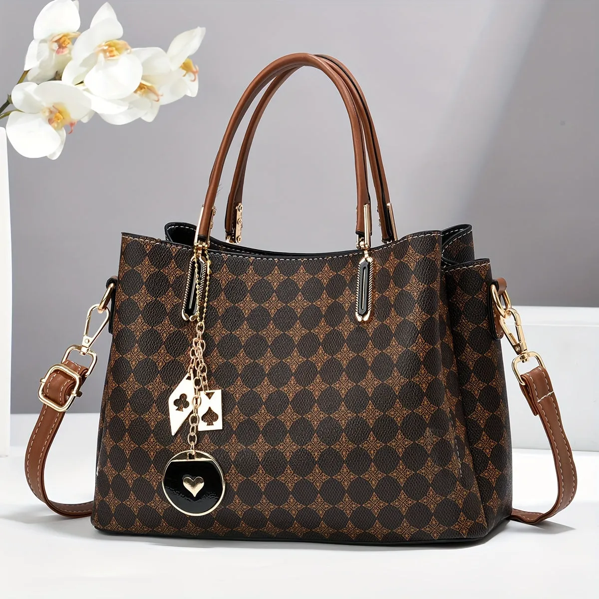 Elegant Women's Tote Bag - Chic Large Capacity Shoulder Handbag with Adjustable Strap, Zip Closure, and Polyester Lining