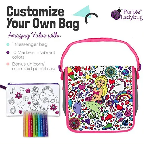 Enchanting Waves Messenger Bag: Colorful Mermaid-Inspired Design for Trendy Teens and Kids