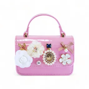 Floral & Charms Patent Leather Purse - Fuchsia