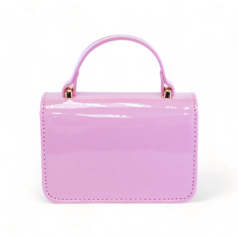 Floral & Charms Patent Leather Purse - Fuchsia