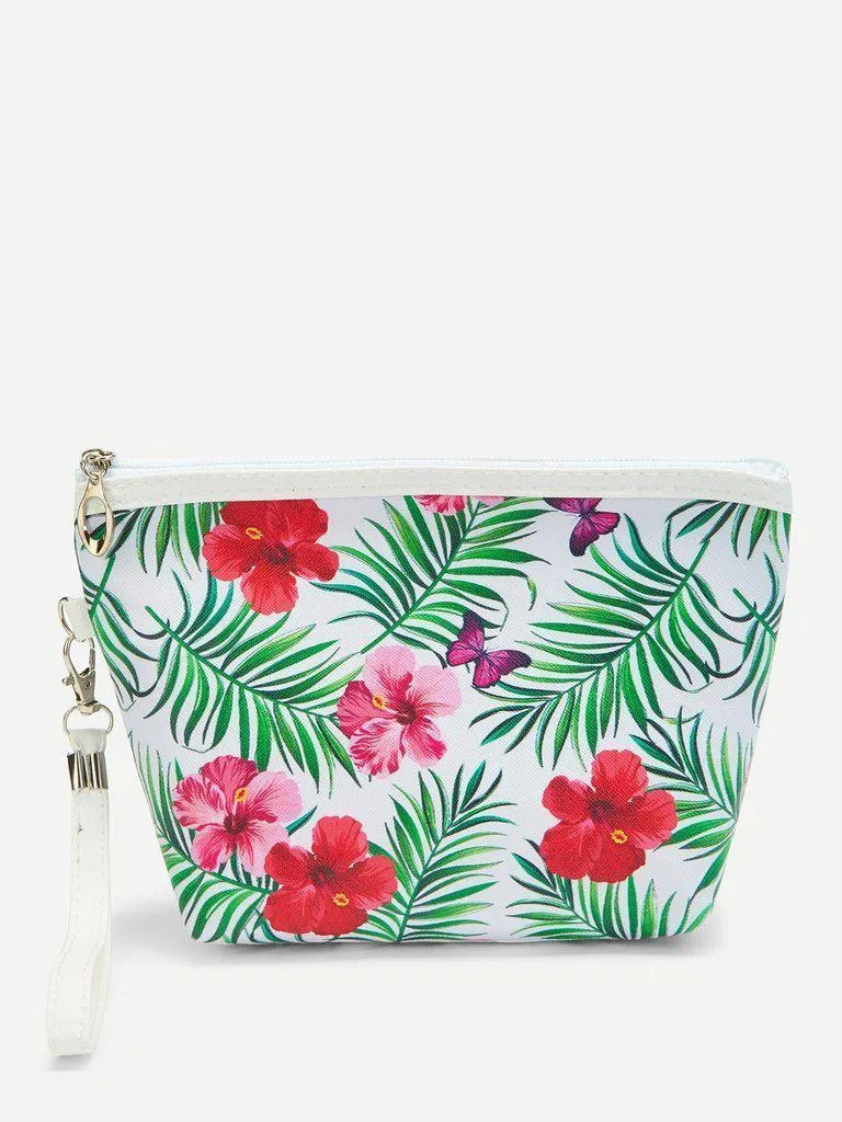 Flower Print Makeup Bag