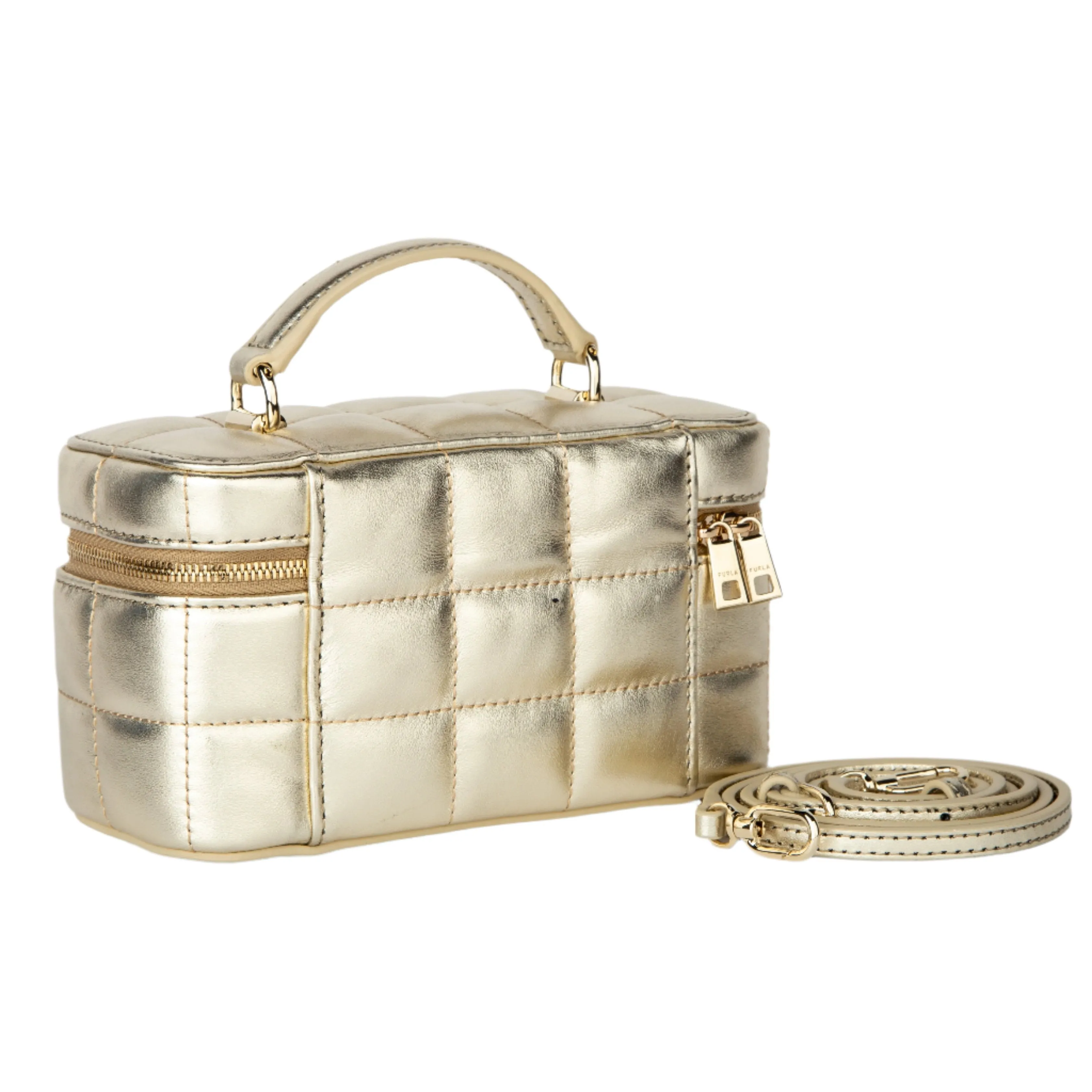 Furla Camelia Cosmetic Case / Crossbody Bag - Gold