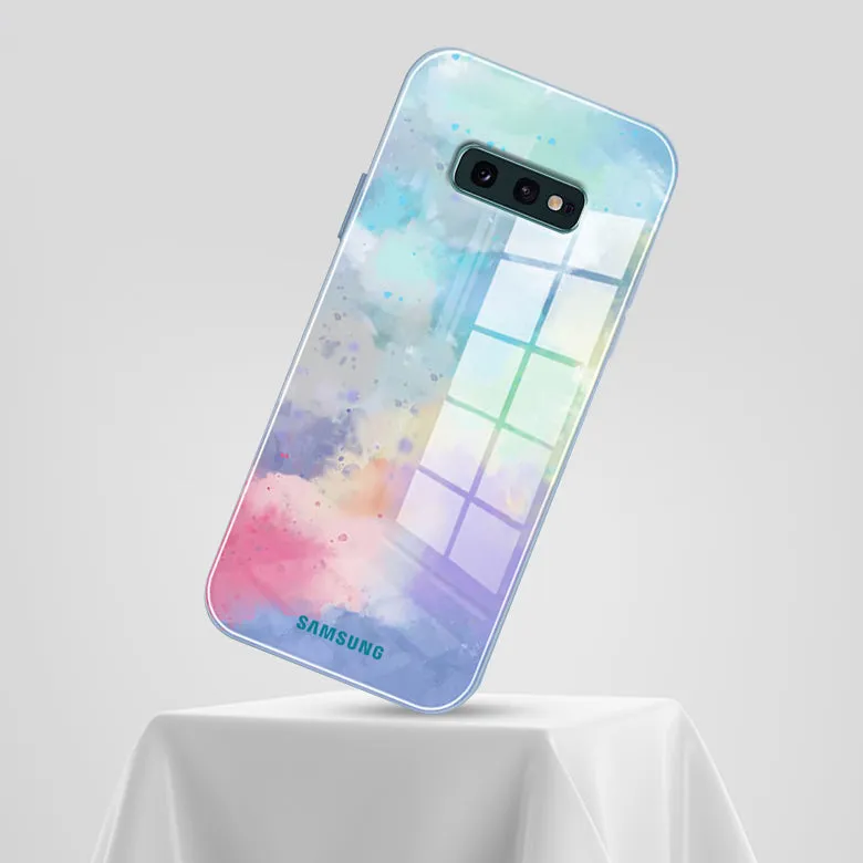 Galaxy S10 E Watercolor Splatter Glass Back Case