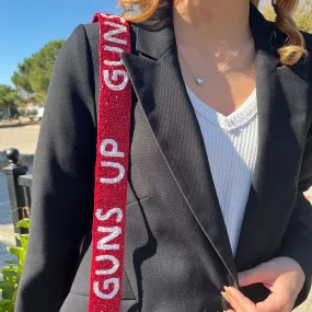 Game Time Guns Up Red Beaded Bag Strap