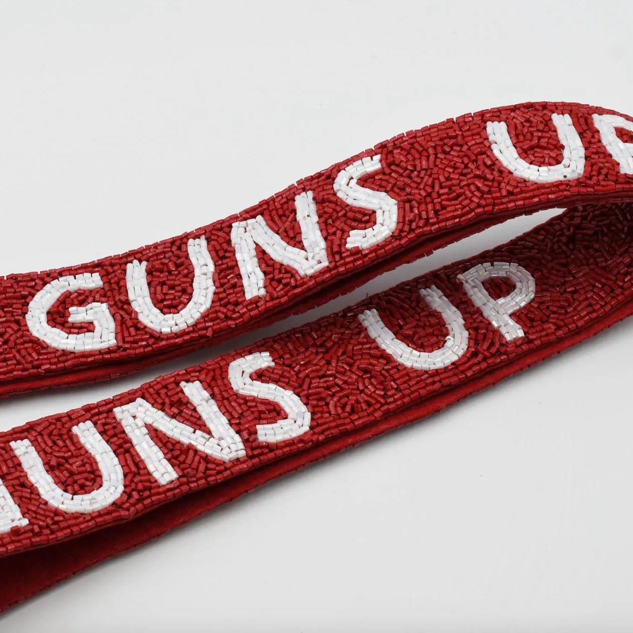 Game Time Guns Up Red Beaded Bag Strap