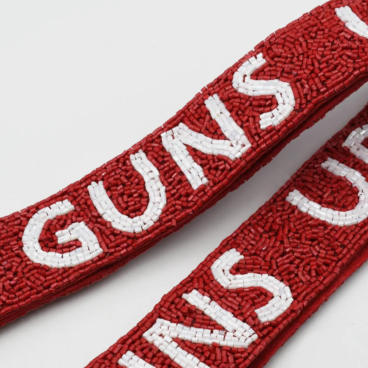 Game Time Guns Up Red Beaded Bag Strap