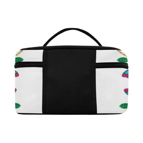 Geometric Floral Fall-White Cosmetic Bag/Large