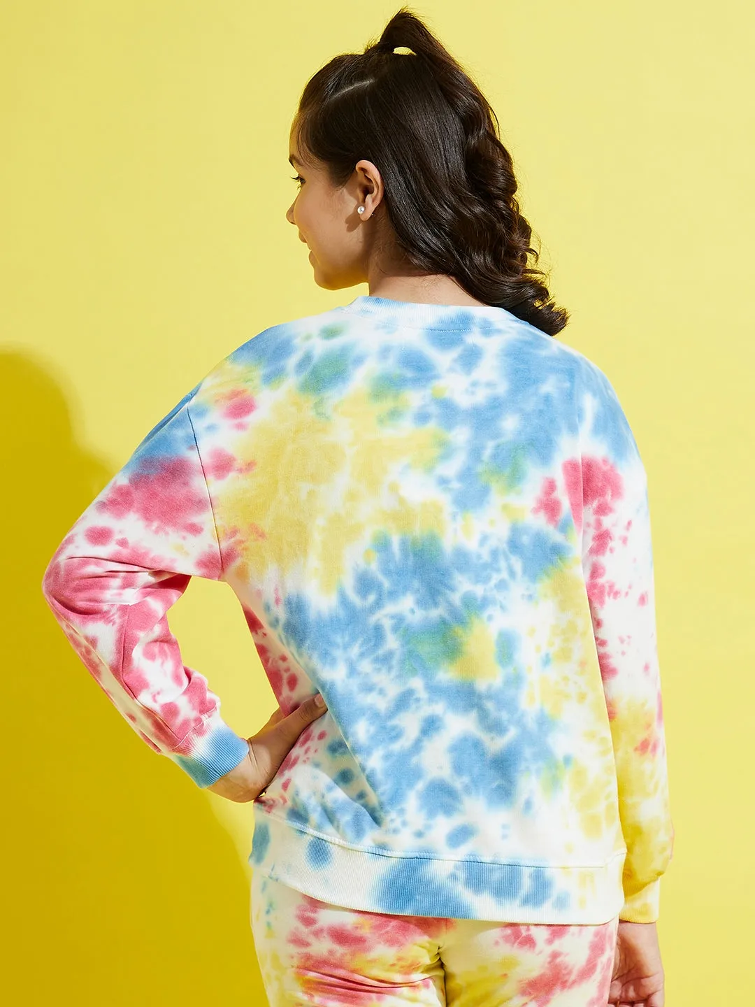 Girls Blue & Pink Terry Tie Dye Oversize Sweatshirt - Lyush Kids