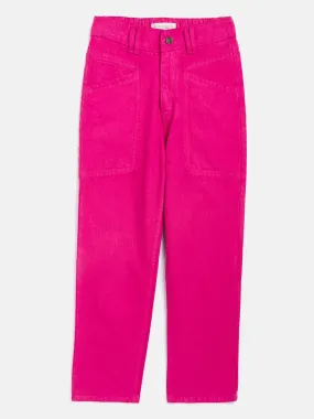 Girls Fuchsia Front Pocket Straight Jeans - Lyush Kids