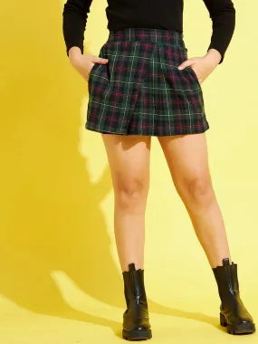 Girls Green & Yellow Check Wrap Skirt - Lyush Kids