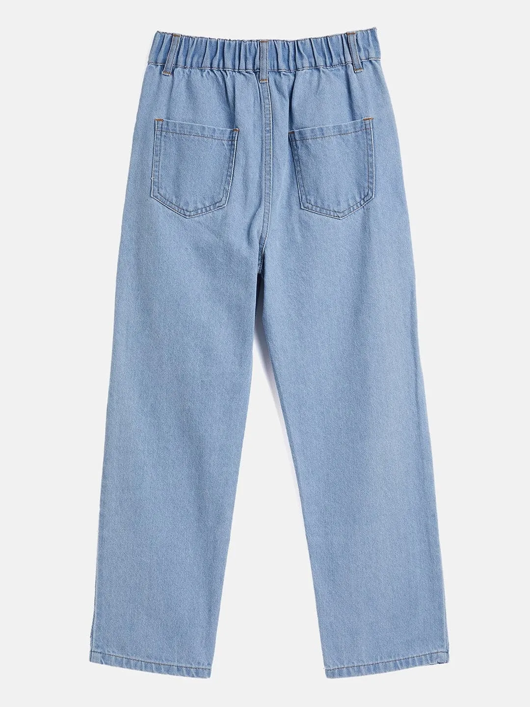 Girls Ice Blue Triangle Patch Jeans - Lyush Kids