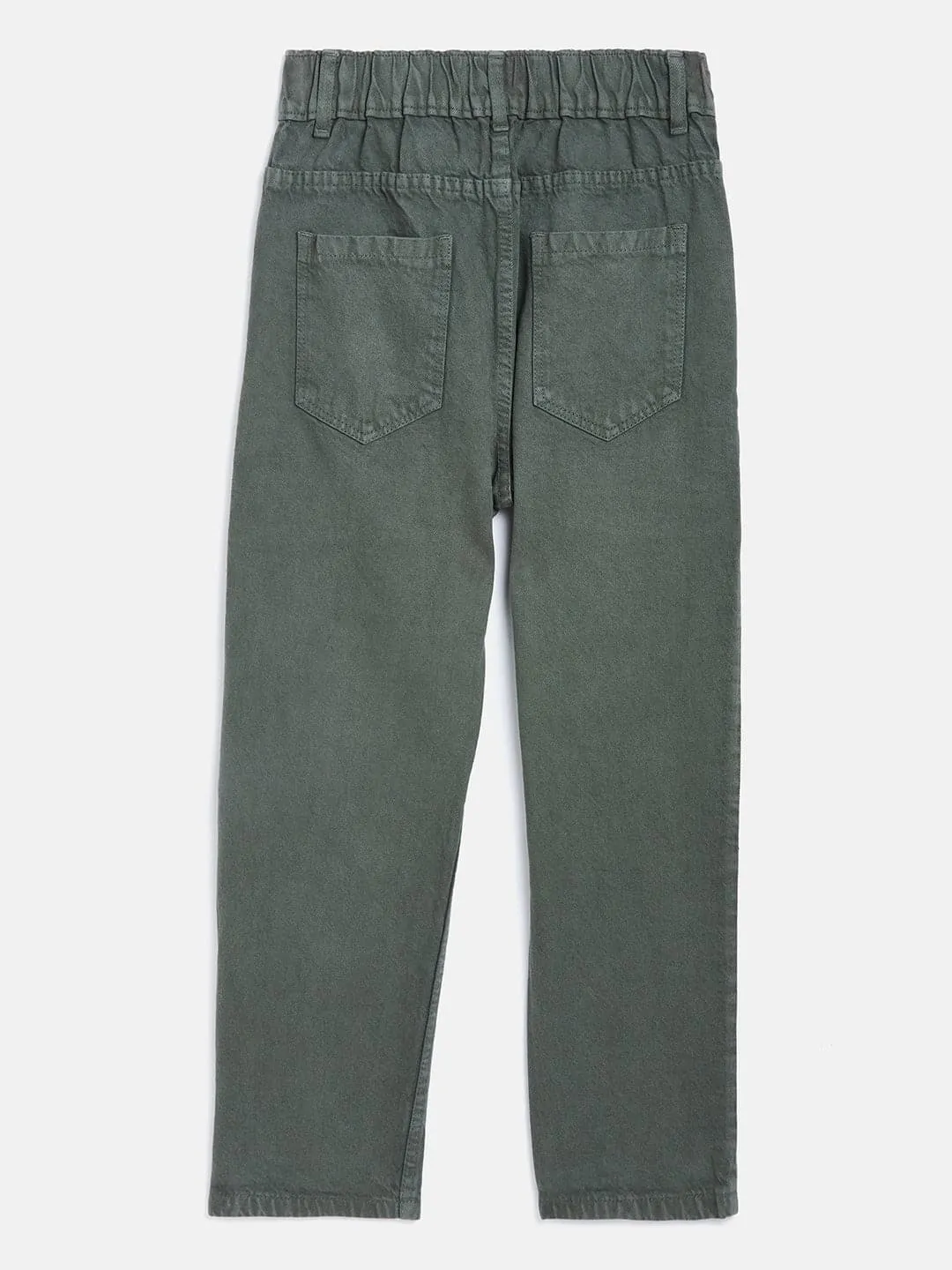 Girls Olive Front Pocket Straight Jeans - Lyush Kids
