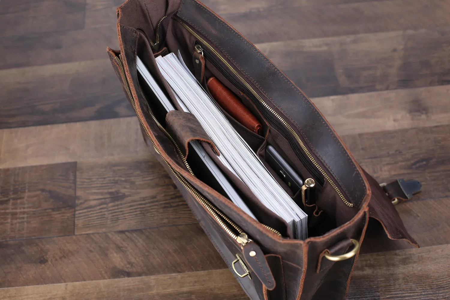 Handmade Vintage Men Leather Briefcase Messenger Bag Men Leather Shoulder Bag School Laptop Bag