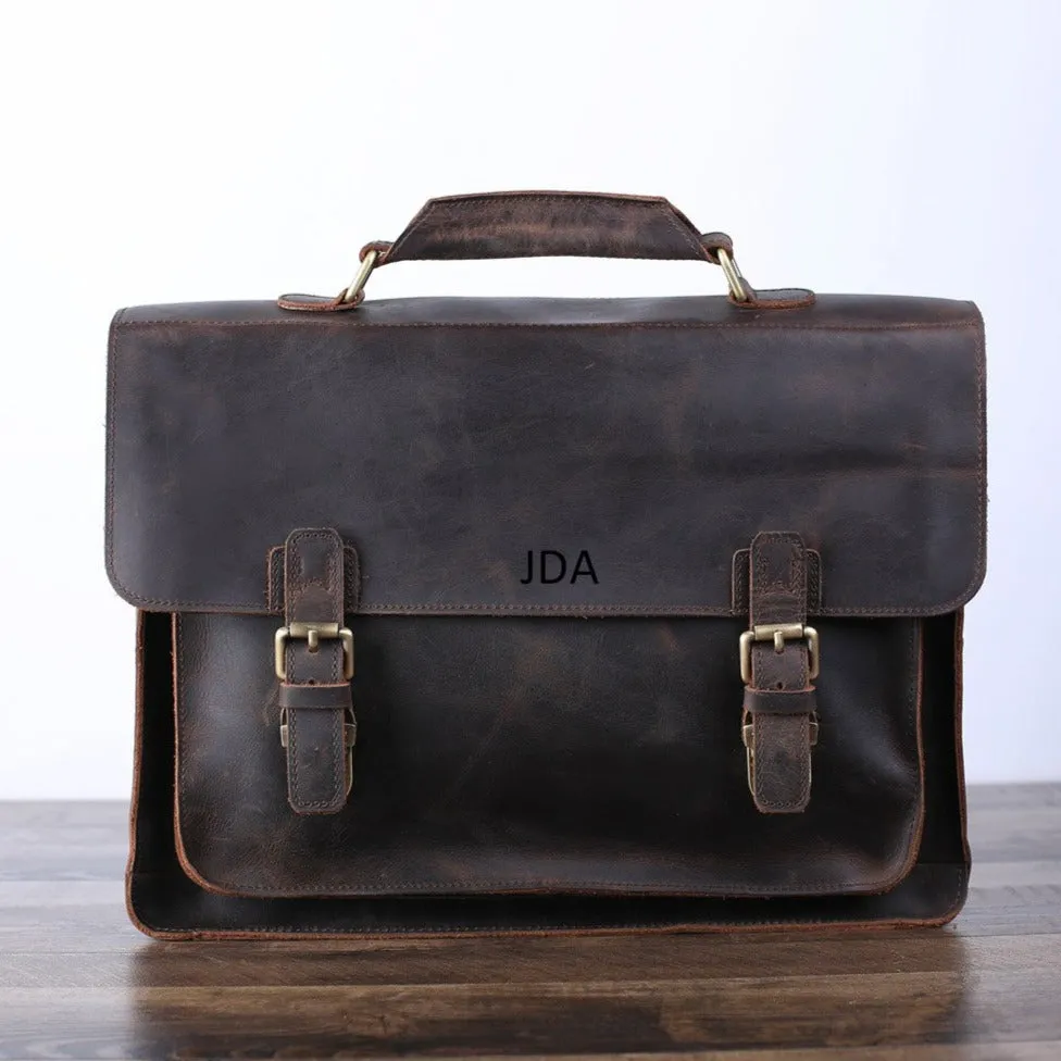 Handmade Vintage Men Leather Briefcase Messenger Bag Men Leather Shoulder Bag School Laptop Bag