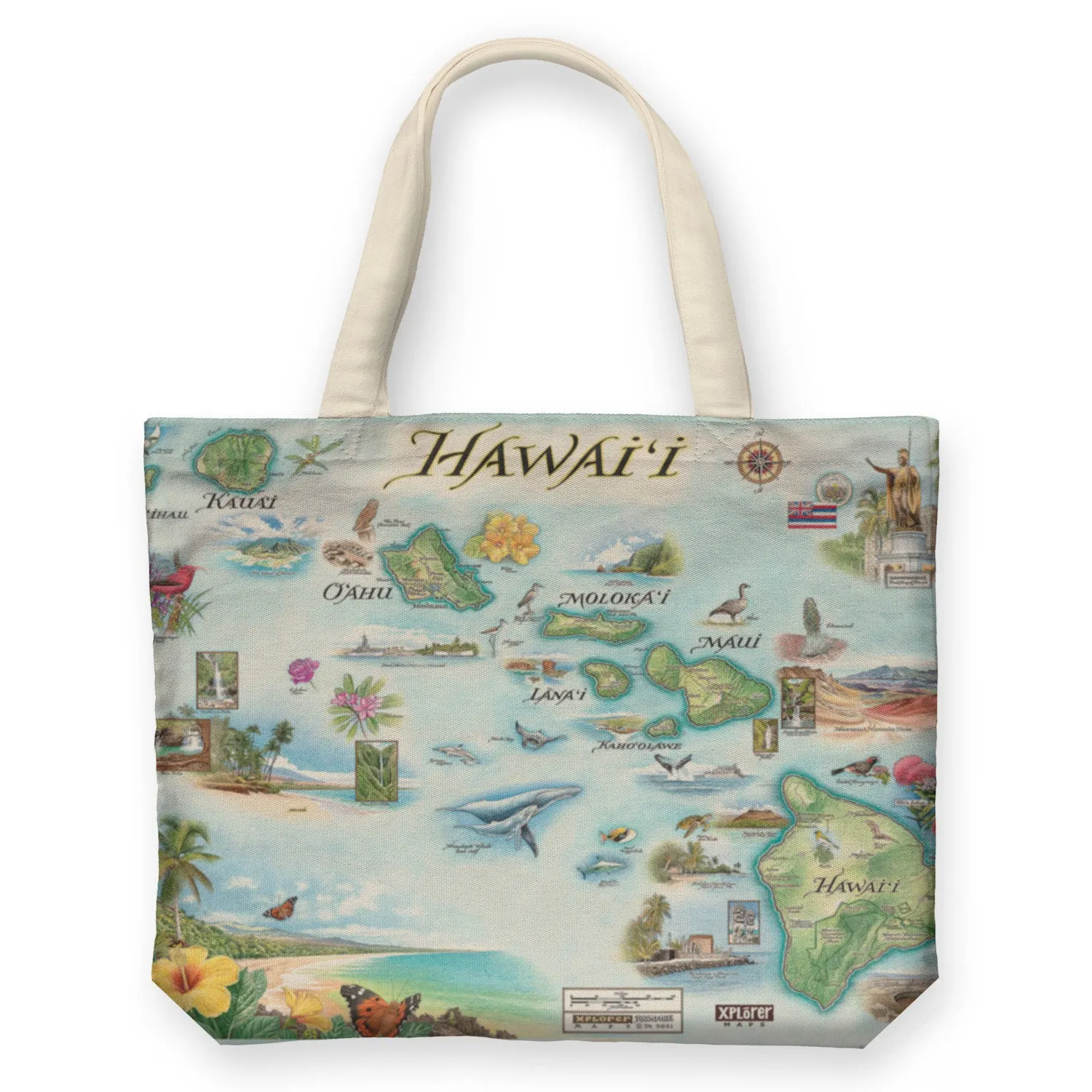 Hawai'i State Map Canvas Tote Bag