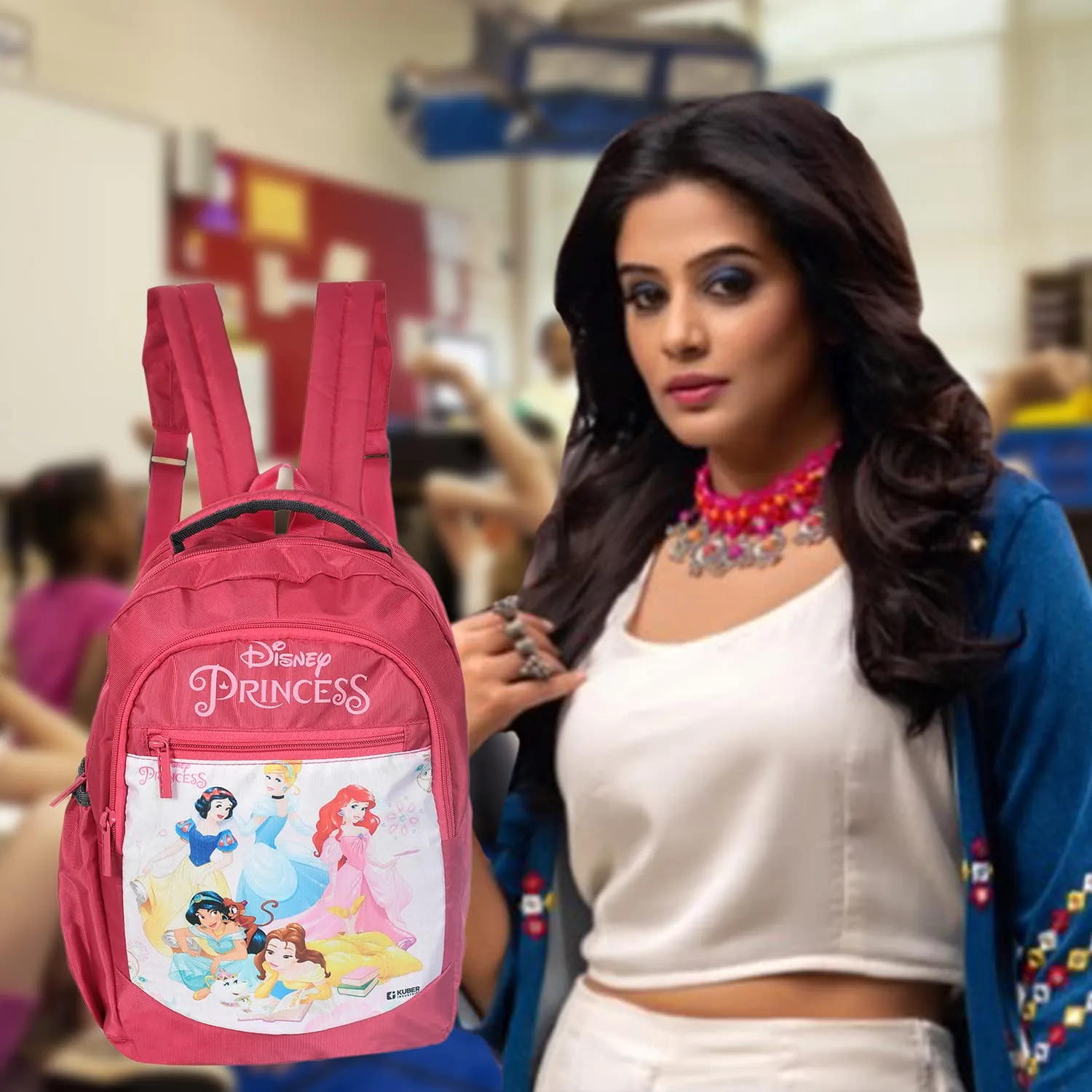 Heart Home Disney Princess School Bag|Kids School Bags|Student Bookbag|Spacious School Bag|School Bag for Girls & Boys|School Backpack for Kids|4 Compartments School Bag|Pink