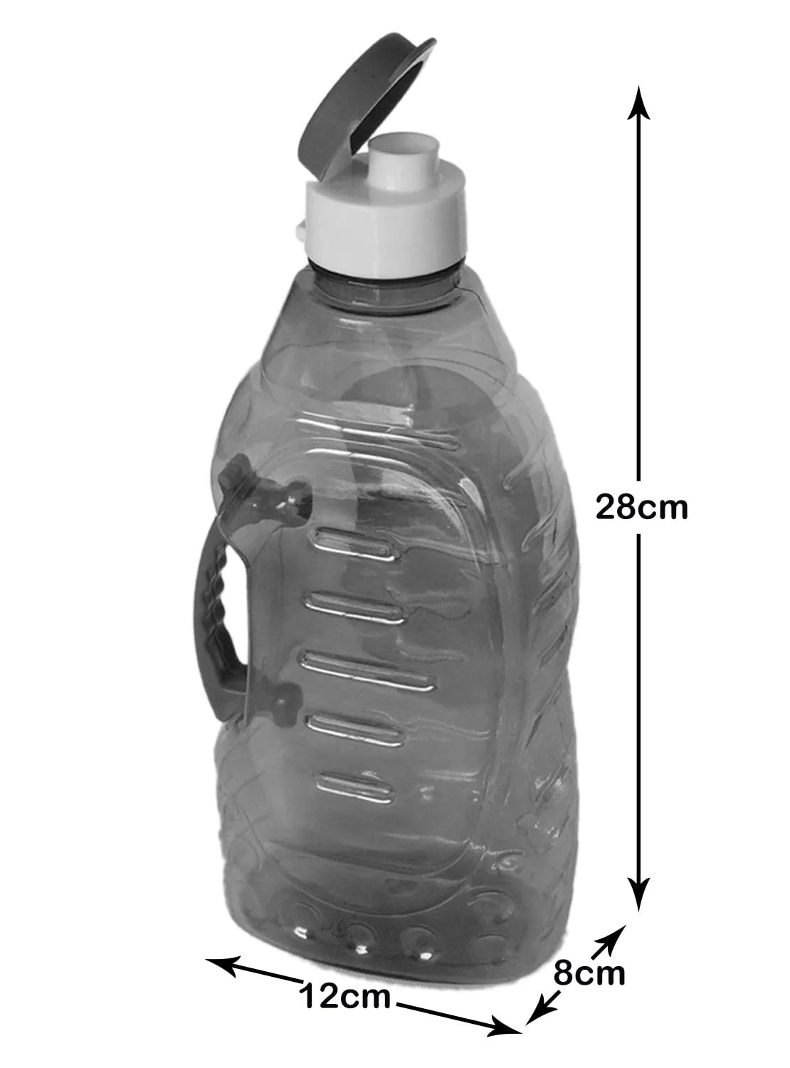 Heart Home Tranasparent Foodgrade Leakproof Plastic Water Bottle/Jug/Container with Handle, 1500ml (Black)-50HH01872