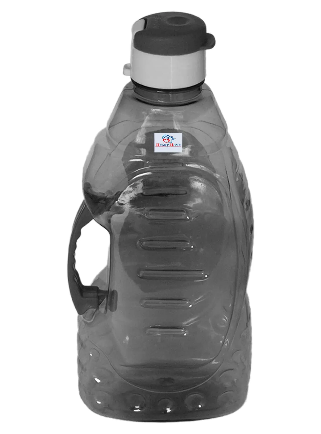 Heart Home Tranasparent Foodgrade Leakproof Plastic Water Bottle/Jug/Container with Handle, 1500ml (Black)-50HH01872