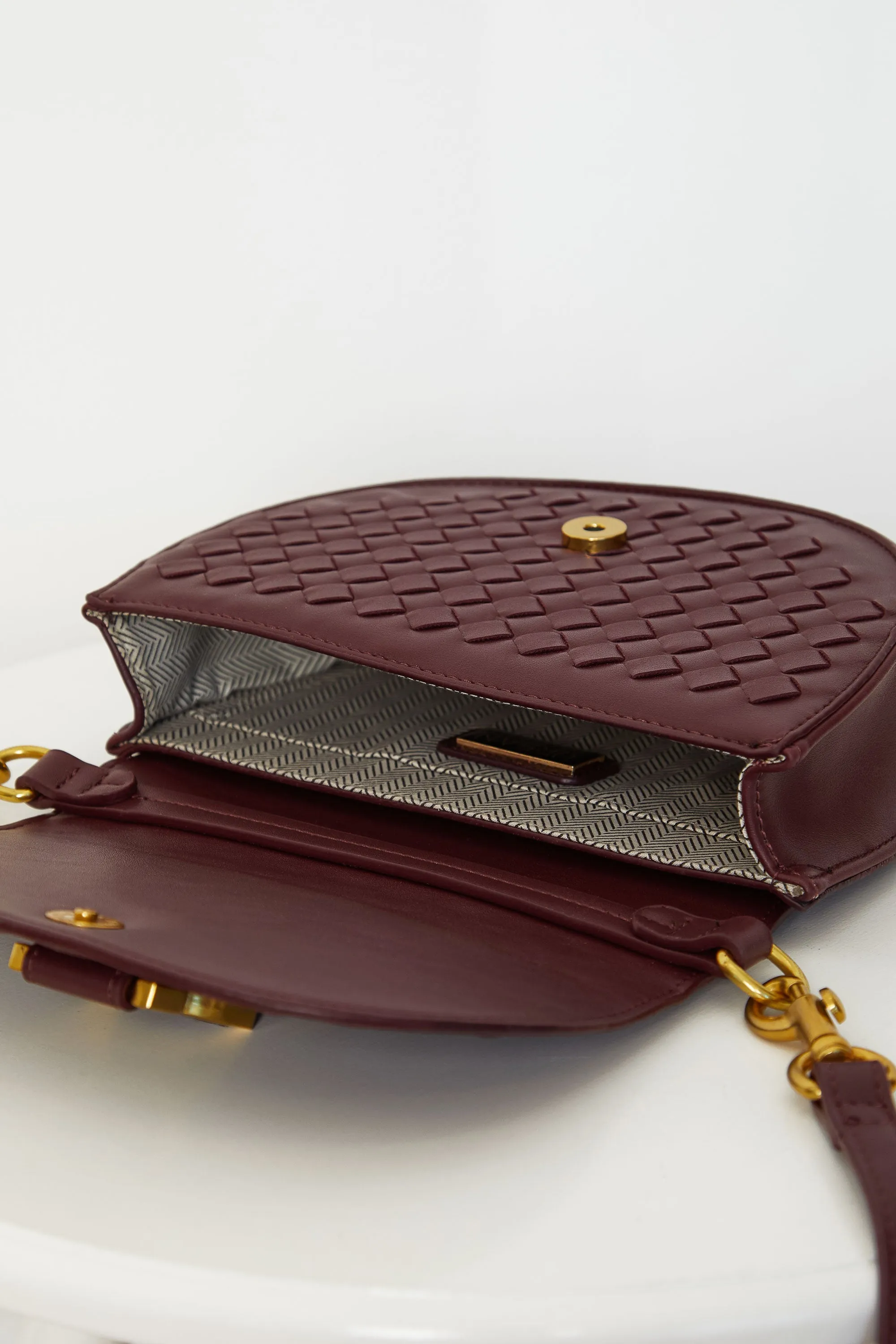 Heidi Burgundy Woven Crossbody Bag