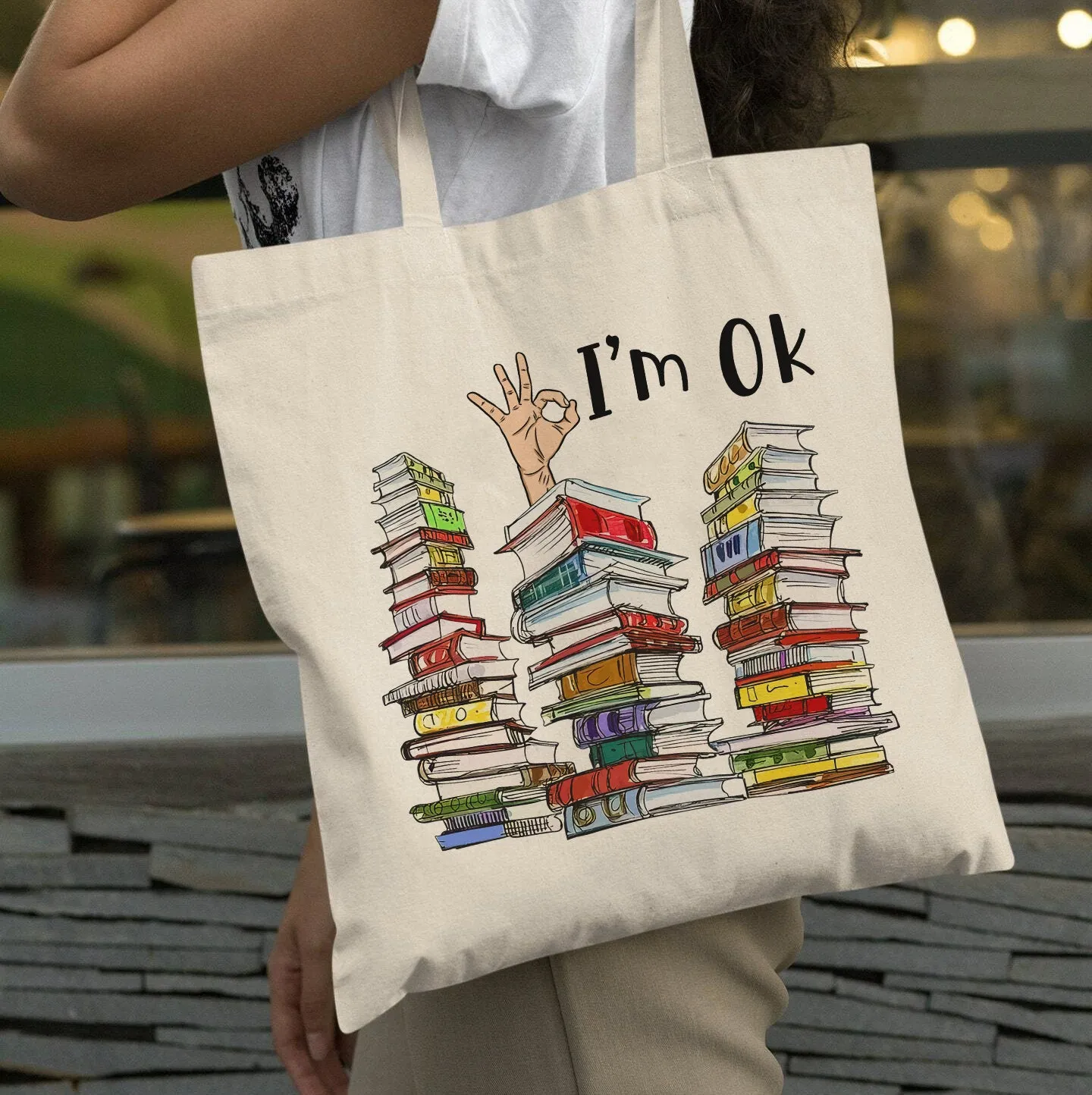 I'm OK It's Fine I'm Fine Everything's Fine Book Lovers Gift TBW73