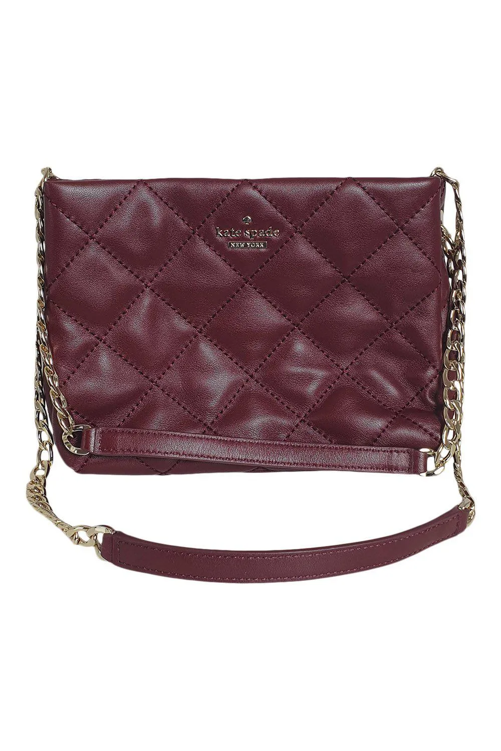 KATE SPADE Maroon Red Quilted Open Top Shoulder Bag (S)