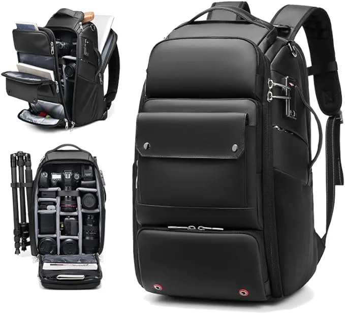 Large Capacity Camera Backpack With Laptop Compartment - Men Travel Professional Camera Backpack With Tripod Bracket