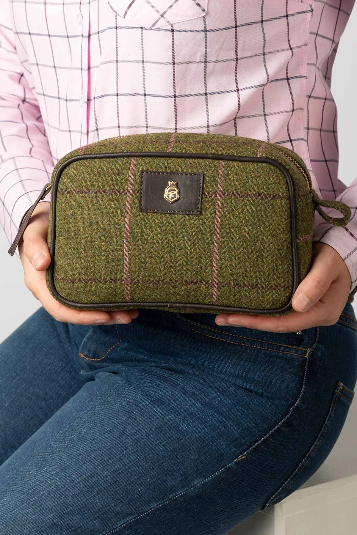 Large Tweed Makeup Bag - Helmsley