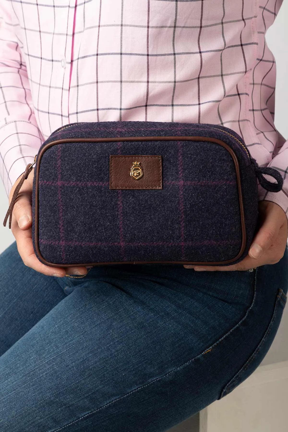 Large Tweed Makeup Bag - Helmsley