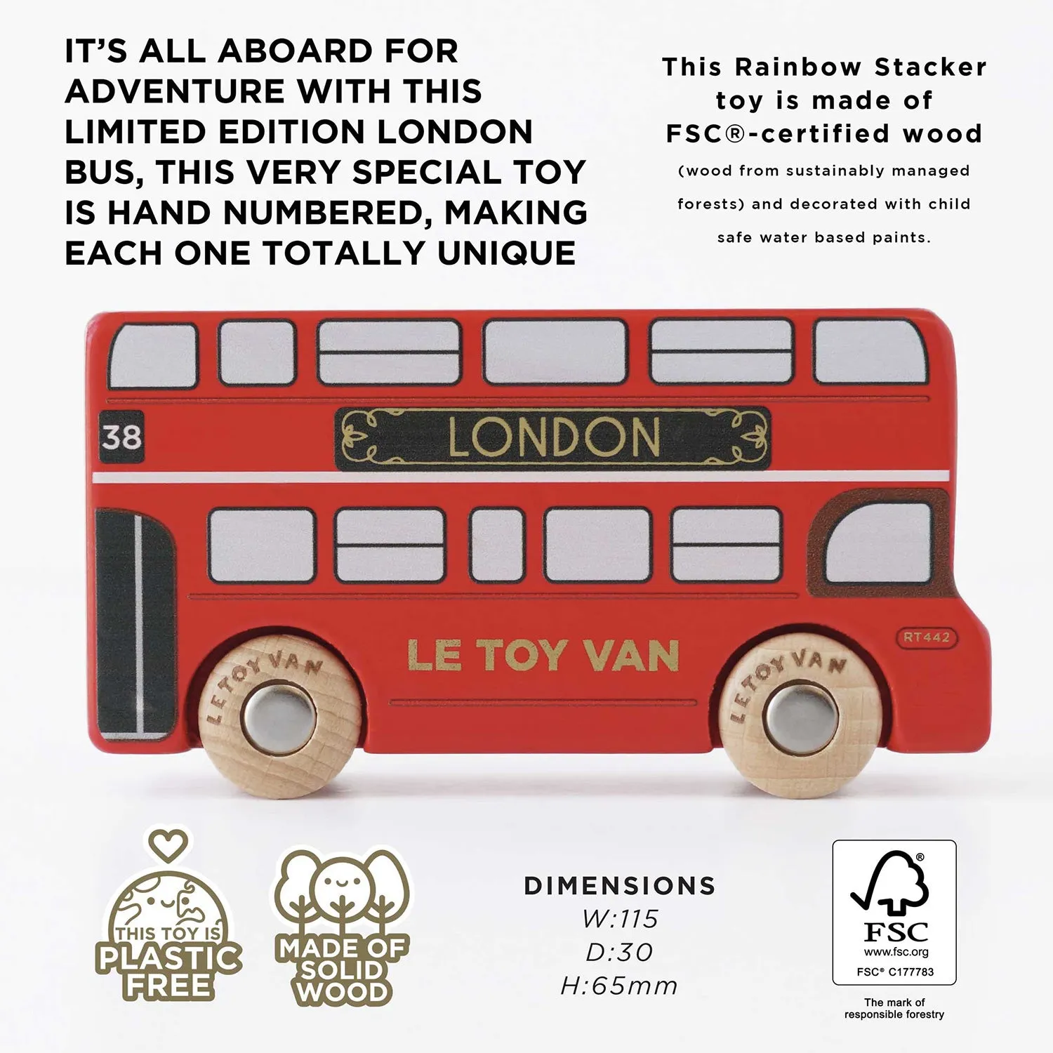 Le Toy Van London Bus Wooden Toy - Numbered Limited Edition