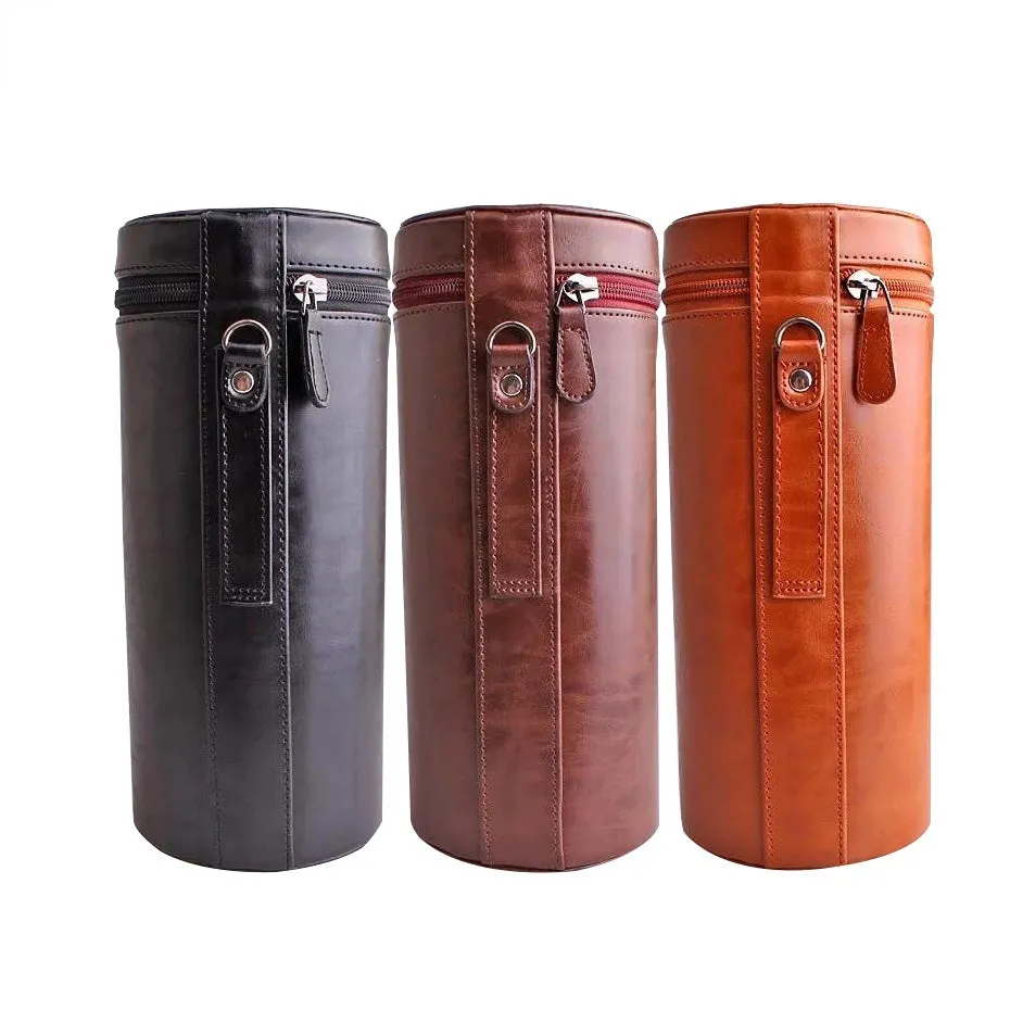 Lens Bag Retro Hard PU Leather Lens Case for Canon Nikon Sony Pentax Fujifilm Tamron Sigma Pouch Protector Universal