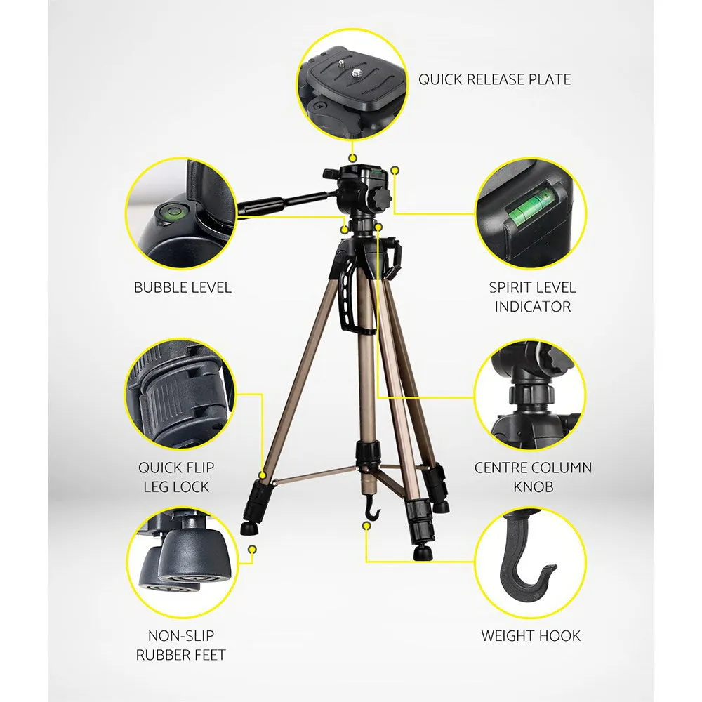 Lightweight Adjustable Camera Tripod with Panhead, 62-160cm - Weifeng