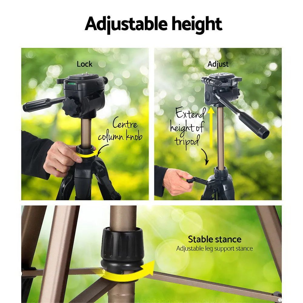 Lightweight Adjustable Camera Tripod with Panhead, 62-160cm - Weifeng