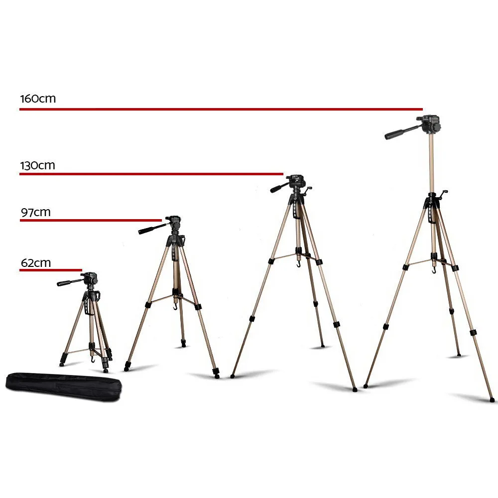 Lightweight Adjustable Camera Tripod with Panhead, 62-160cm - Weifeng