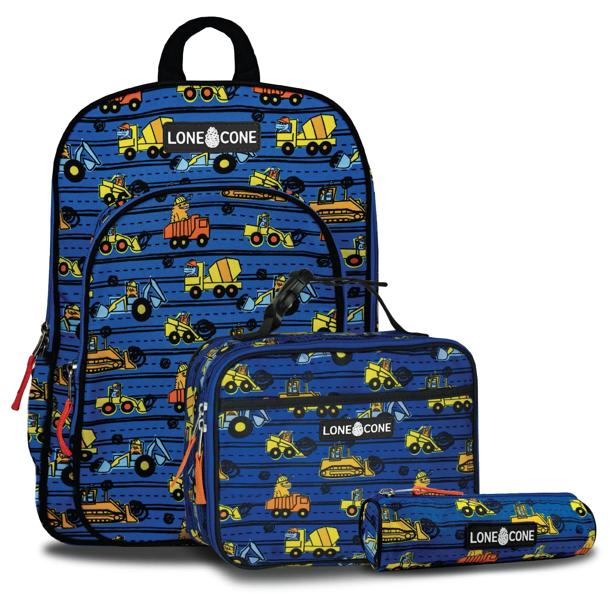 Little Learner 15" Backpack & Lunchbox Set- Construction Monsters