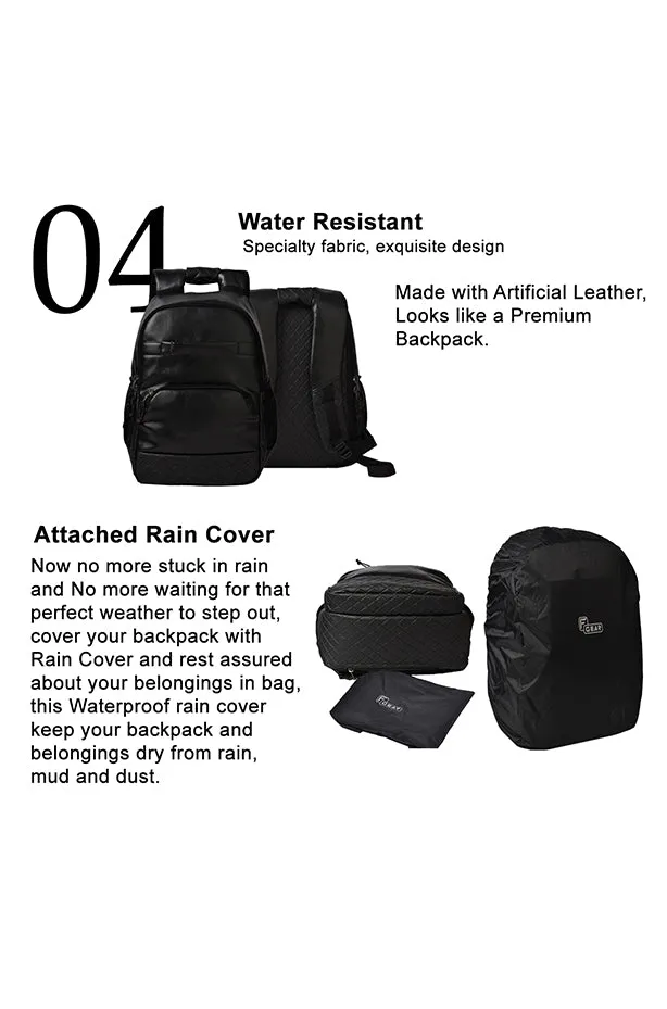 Luxur 25L Black Anti-theft Laptop Backpack with raincover