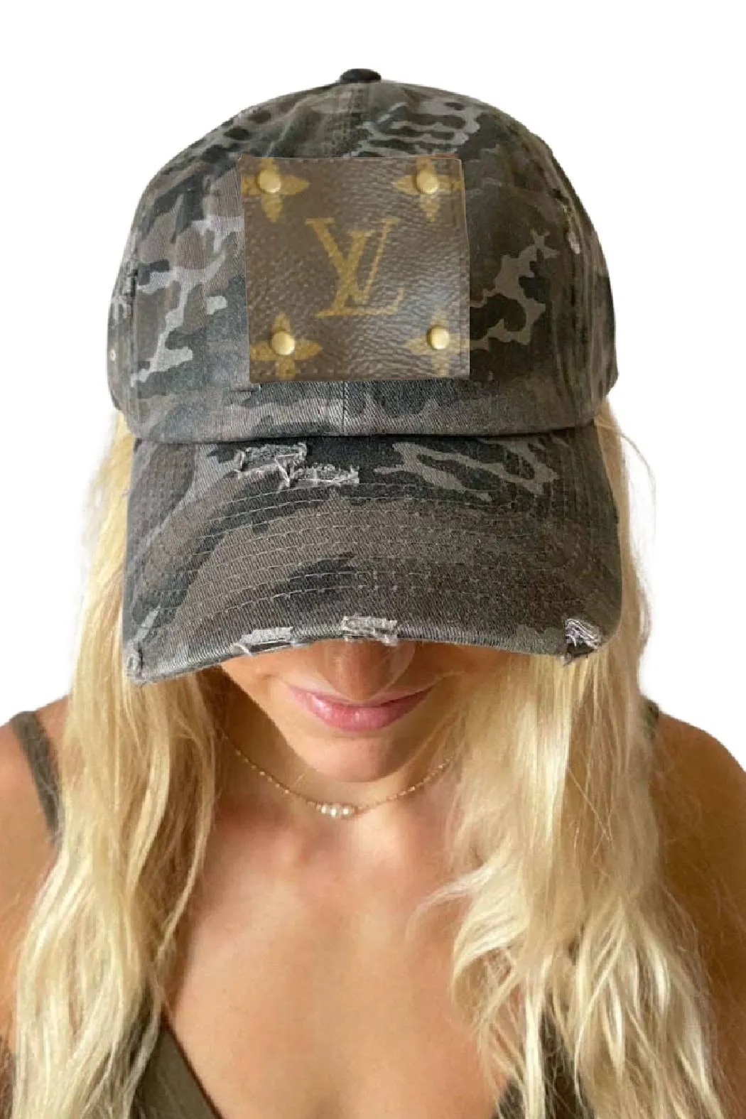 LV Up-Cycled  Black Camo Cap Rivets Only