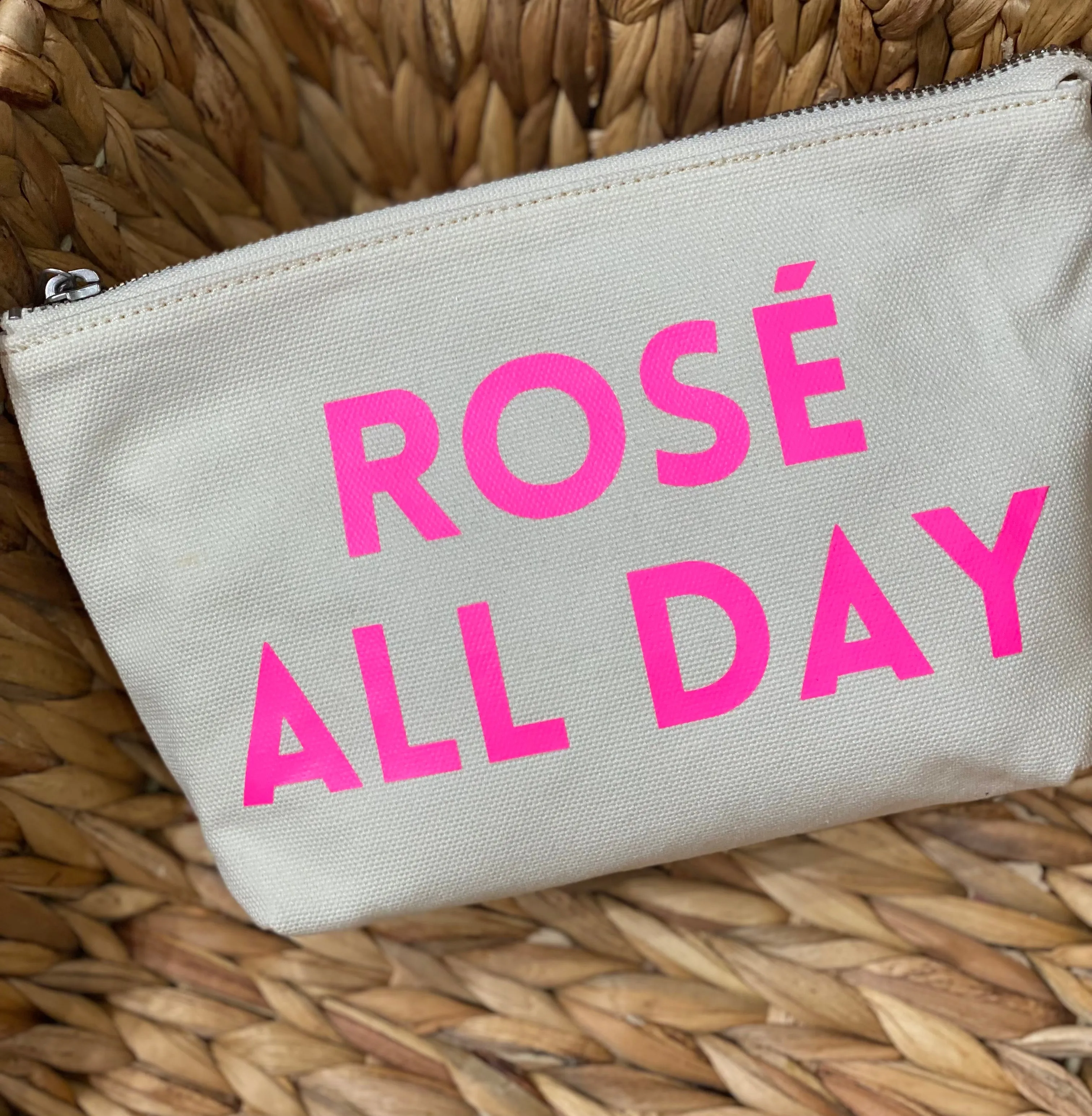 Makeup Bag Natural with Neon Pink Rosé All Day