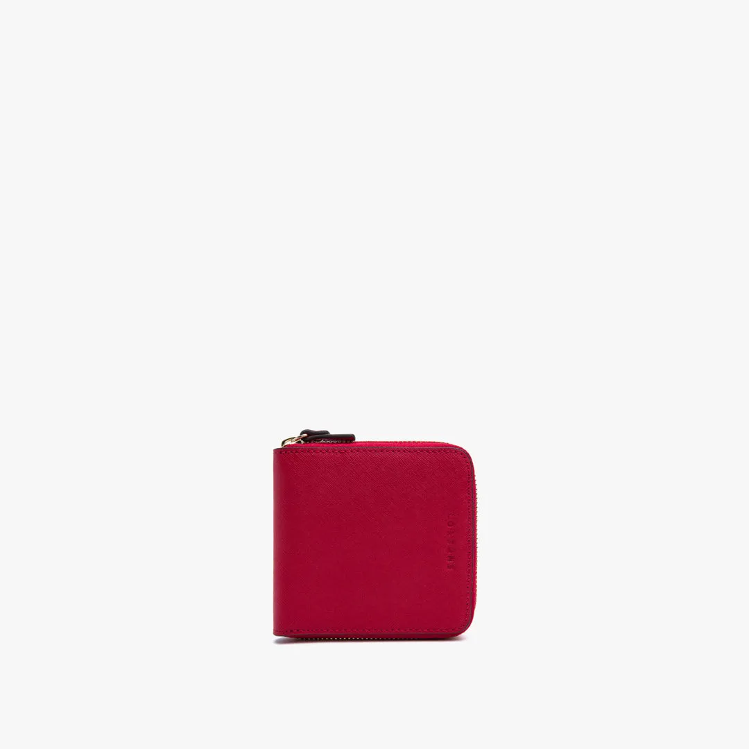 Mallorca Small Wallet - Saffiano Leather - Red / Gold / Camel