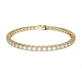 Matrix Gold-Tone Plated Round Cut White Tennis Bracelet