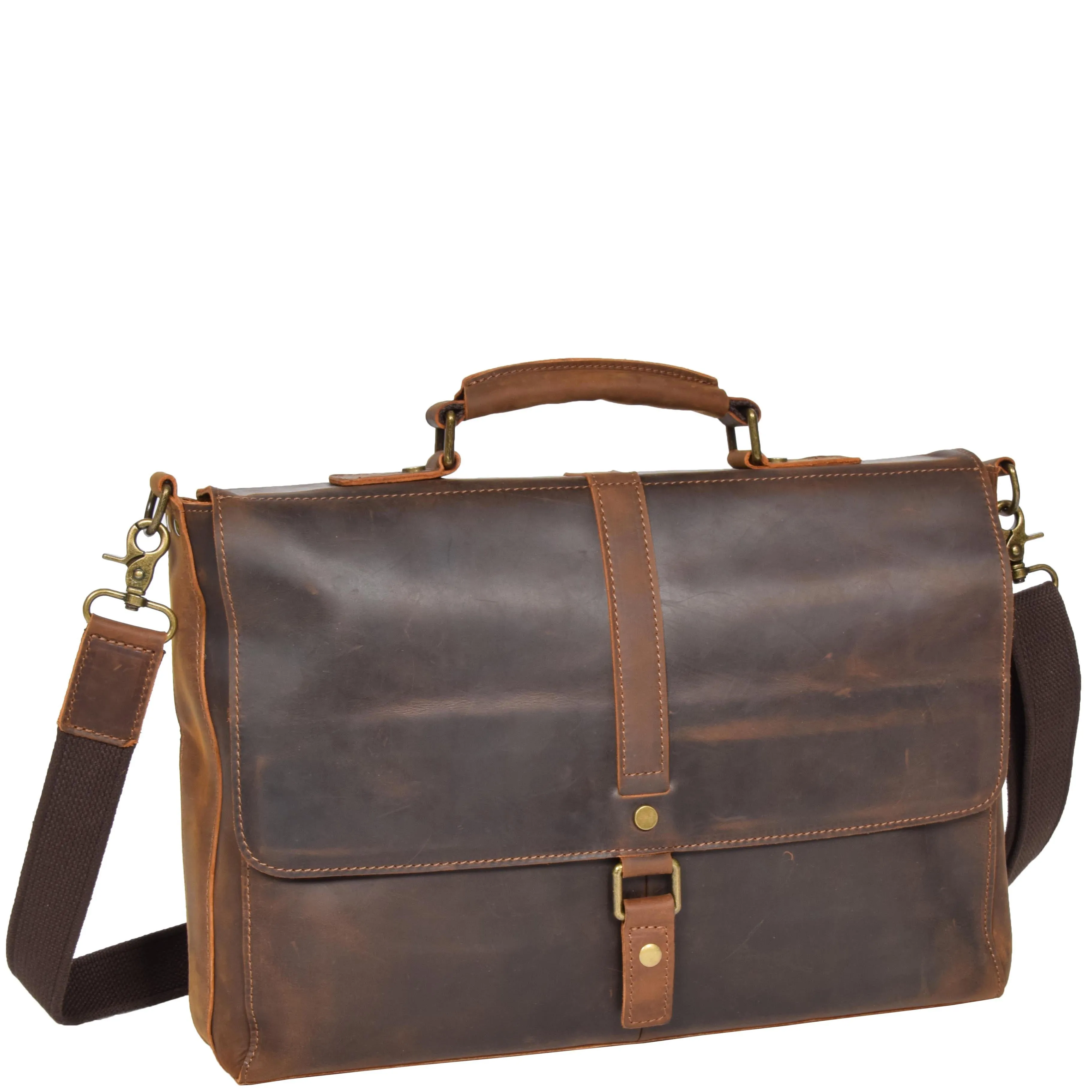 Mens Leather Briefcase Vintage Cross Body Organiser Bag H8127 Tan