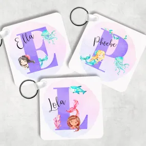 Mermaid Alphabet Personalised Keyring Bag Tag